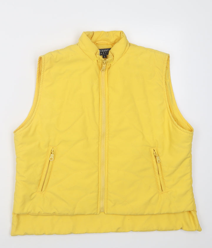 Equation Active Womens Yellow  Polyester Basic Casual Size L High Neck Zip