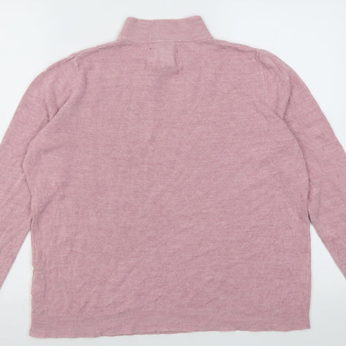 Maine Womens Pink High Neck Argyle/Diamond Acrylic Pullover Jumper Size 16