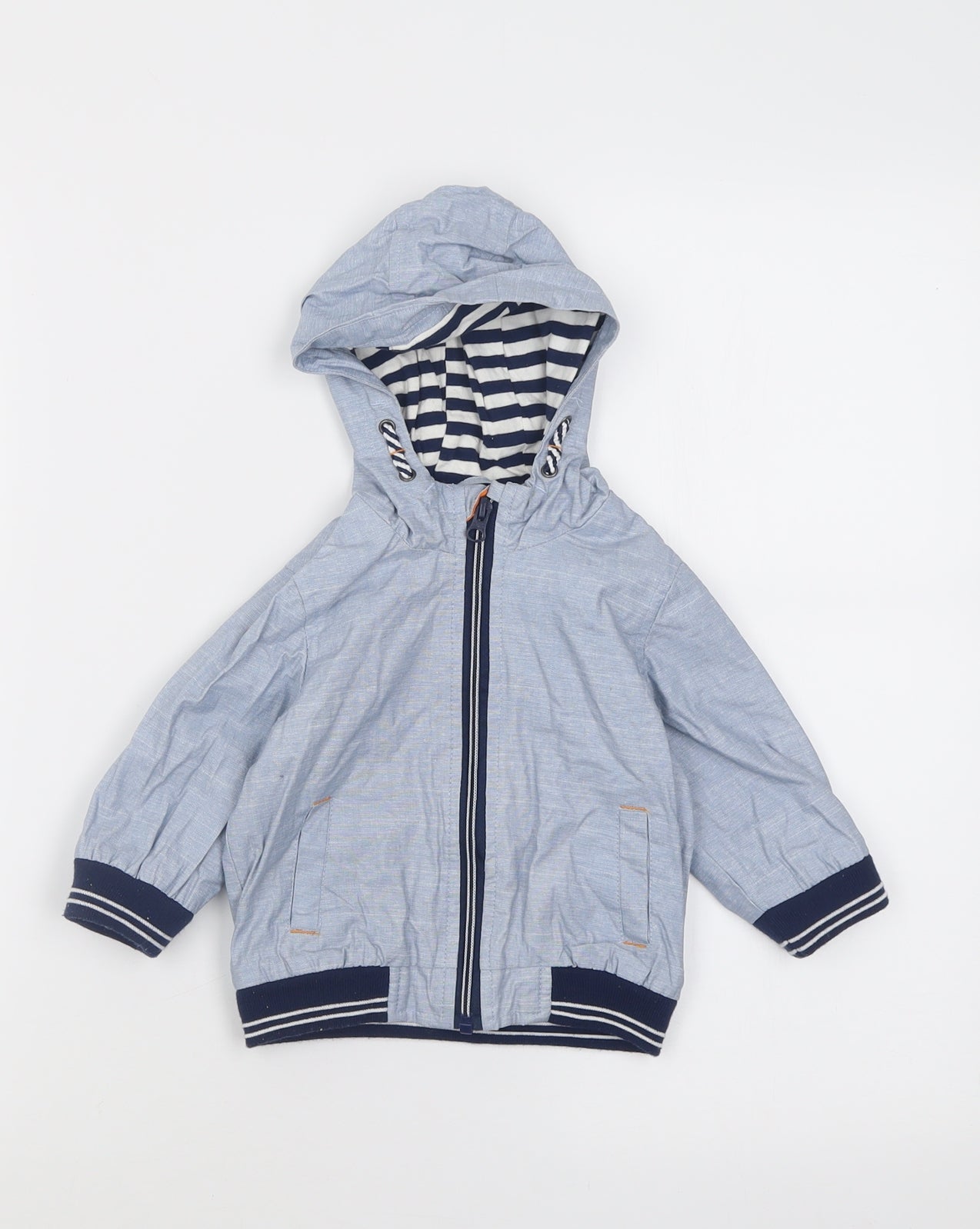 Matalan Boys Blue   Basic Coat Coat Size 6-9 Months   Zip
