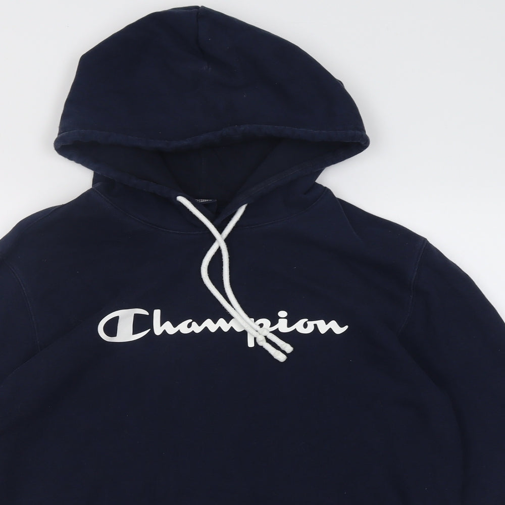 Champion Mens Blue  Cotton Pullover Hoodie Size M
