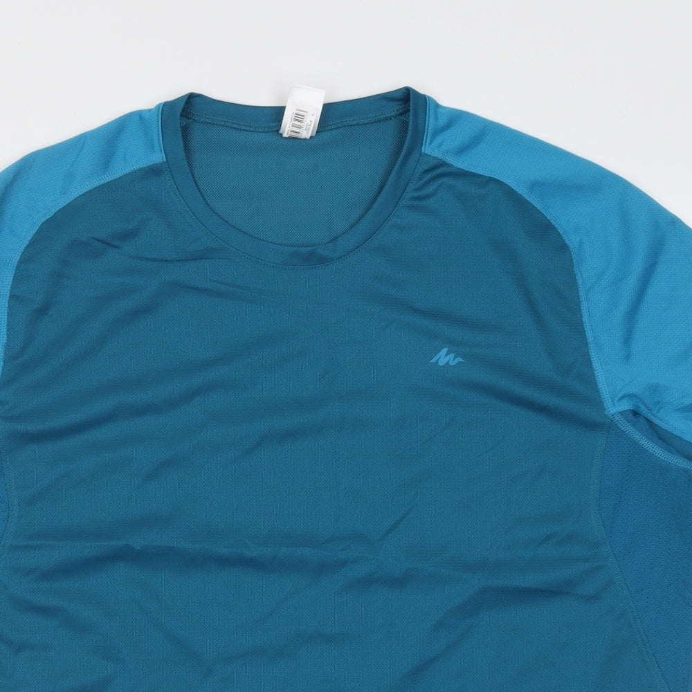 Oxylane Mens Blue  Polyester Basic T-Shirt Size XL Crew Neck Pullover