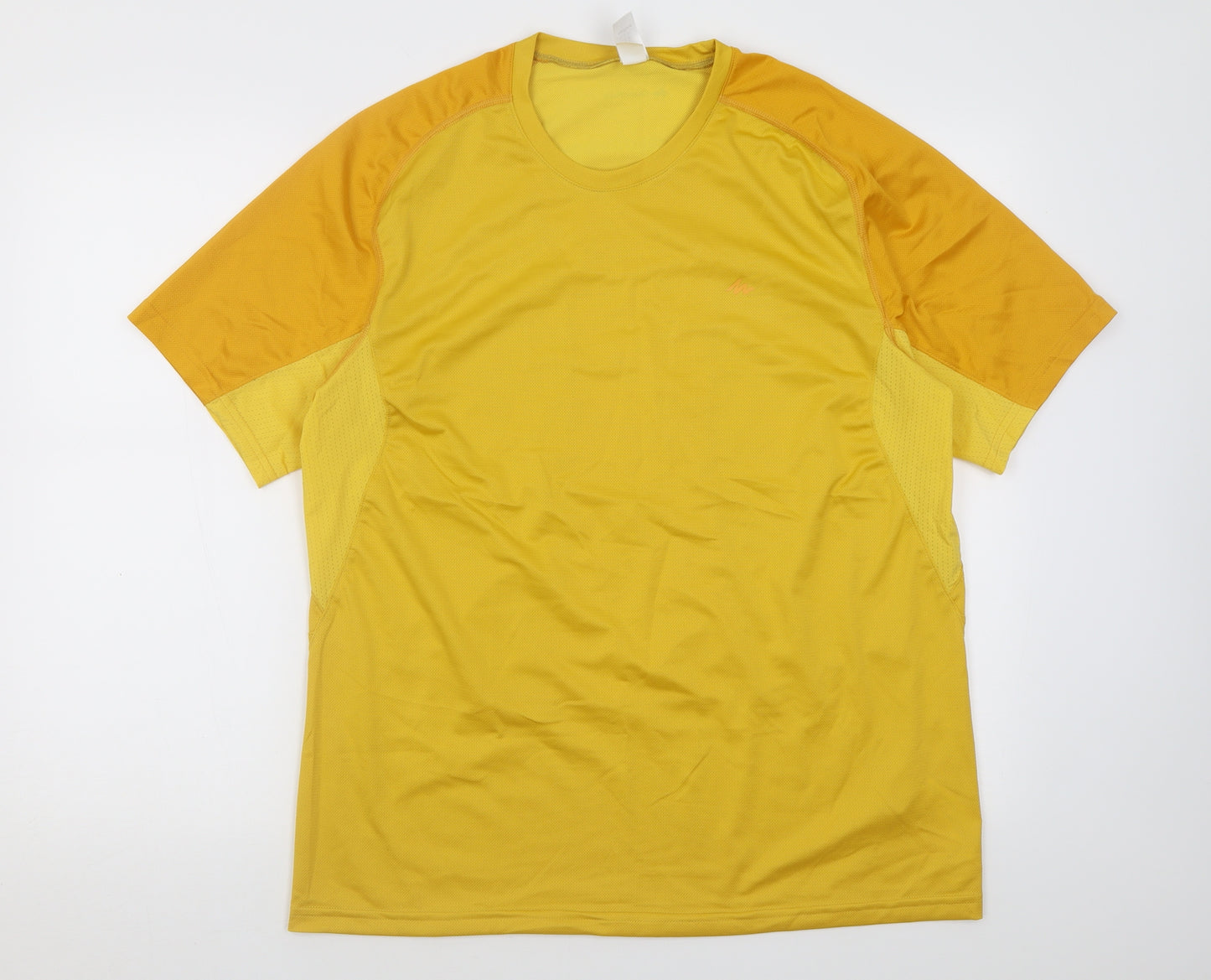 Oxylane Mens Yellow  Polyester Basic T-Shirt Size XL Crew Neck Pullover