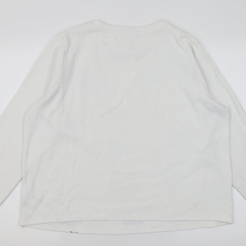 Marks and Spencer Womens White Crew Neck Floral Polyester Pullover Jumper Size 16