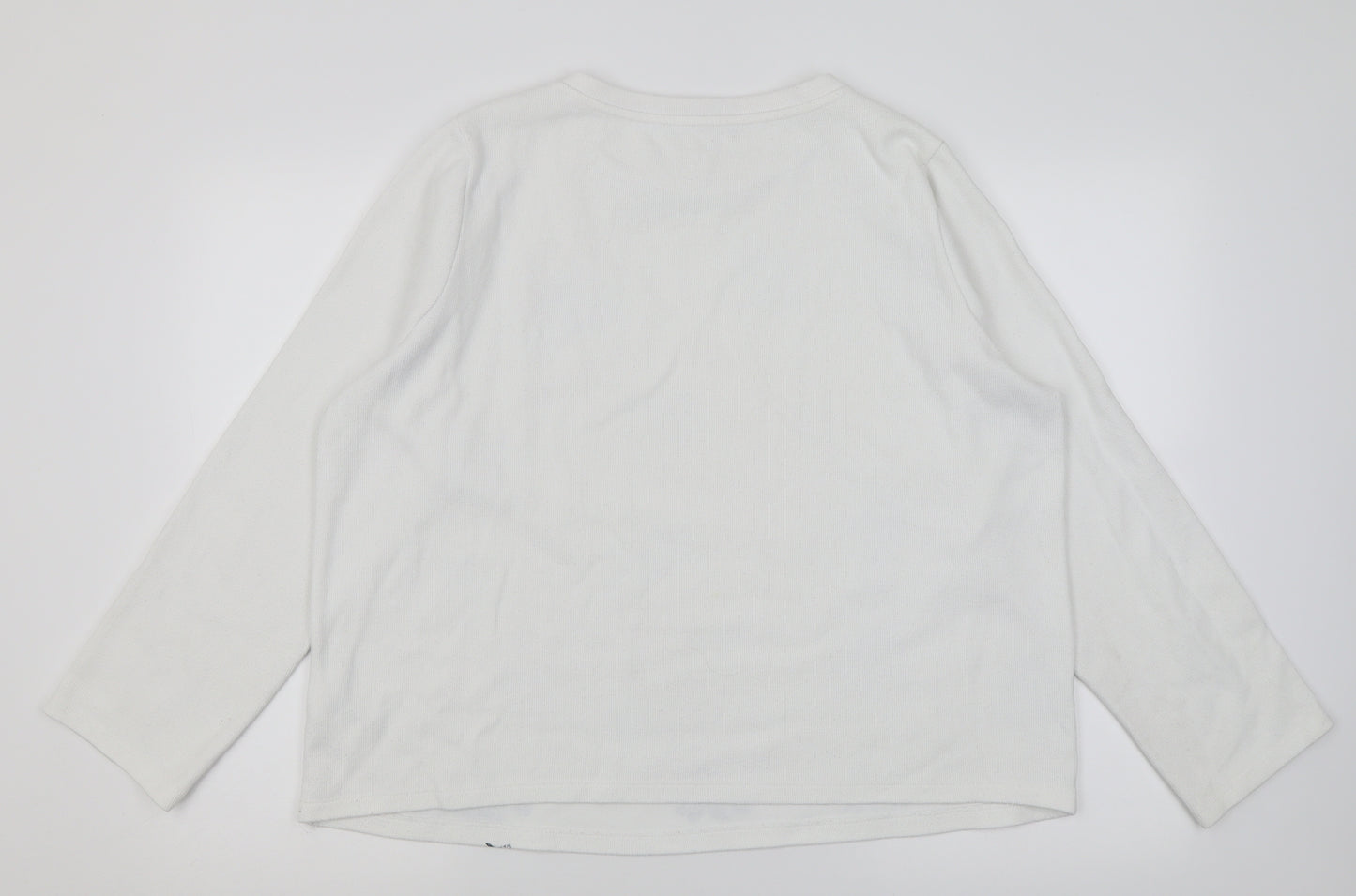 Marks and Spencer Womens White Crew Neck Floral Polyester Pullover Jumper Size 16