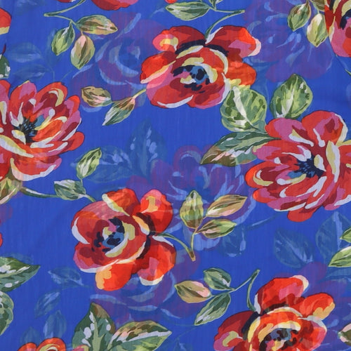 Papaya Womens Blue Floral Polyester Basic Blouse Size 10 Crew Neck