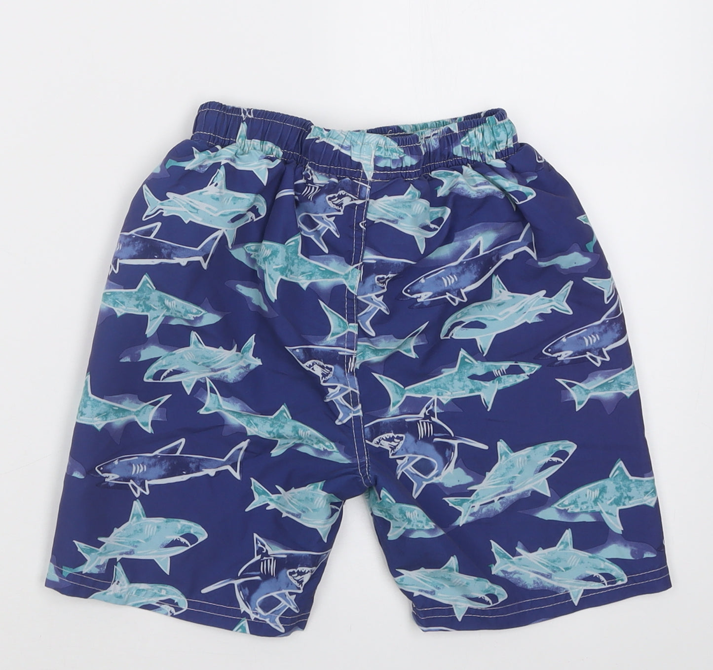 Hullabaloo Boys Blue Geometric Polyester Sweat Shorts Size 7-8 Years  Regular Tie - Shark