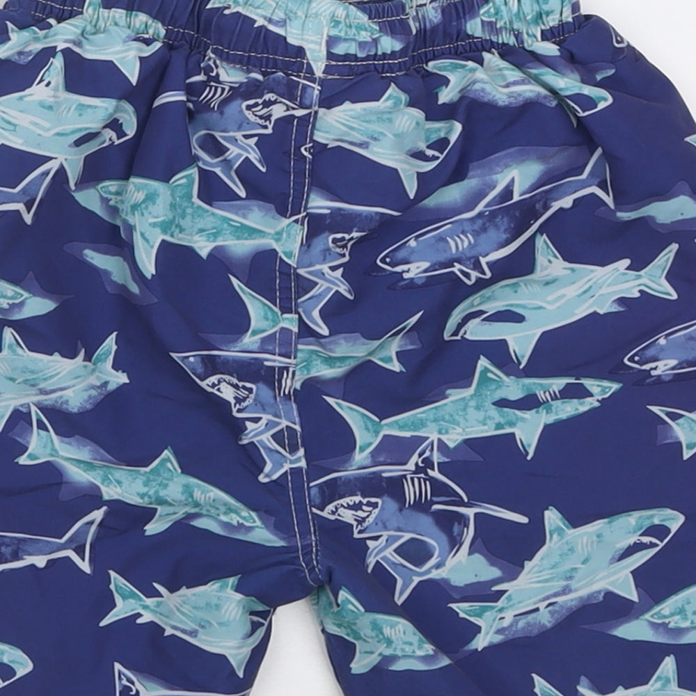 Hullabaloo Boys Blue Geometric Polyester Sweat Shorts Size 7-8 Years  Regular Tie - Shark