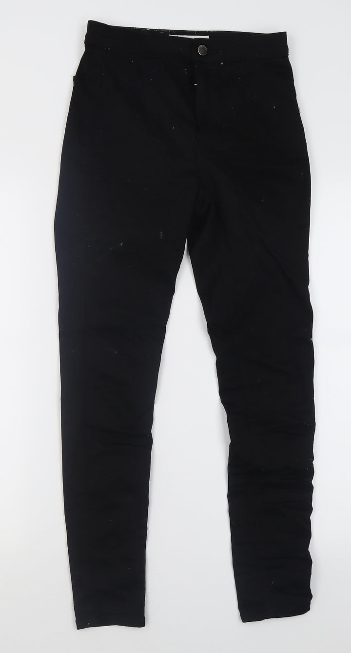 Topshop Womens Black Cotton Skinny Jeans Size 28 L32 in Regular Button