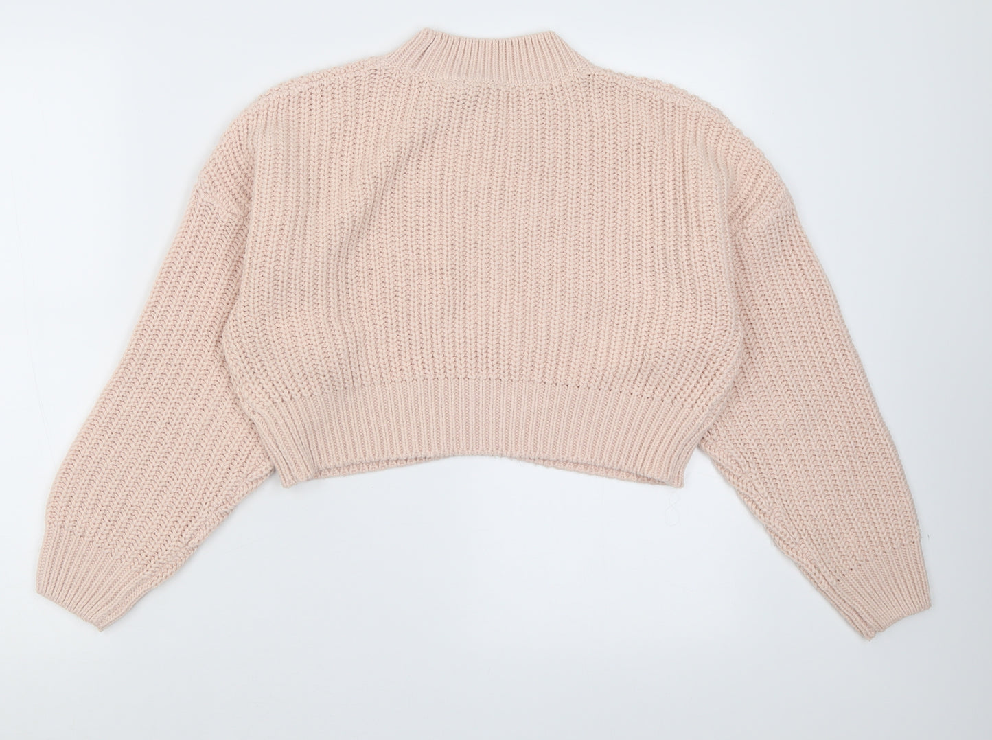 New Look Girls Pink Crew Neck Geometric Acrylic Pullover Jumper Size 12-13 Years  Pullover