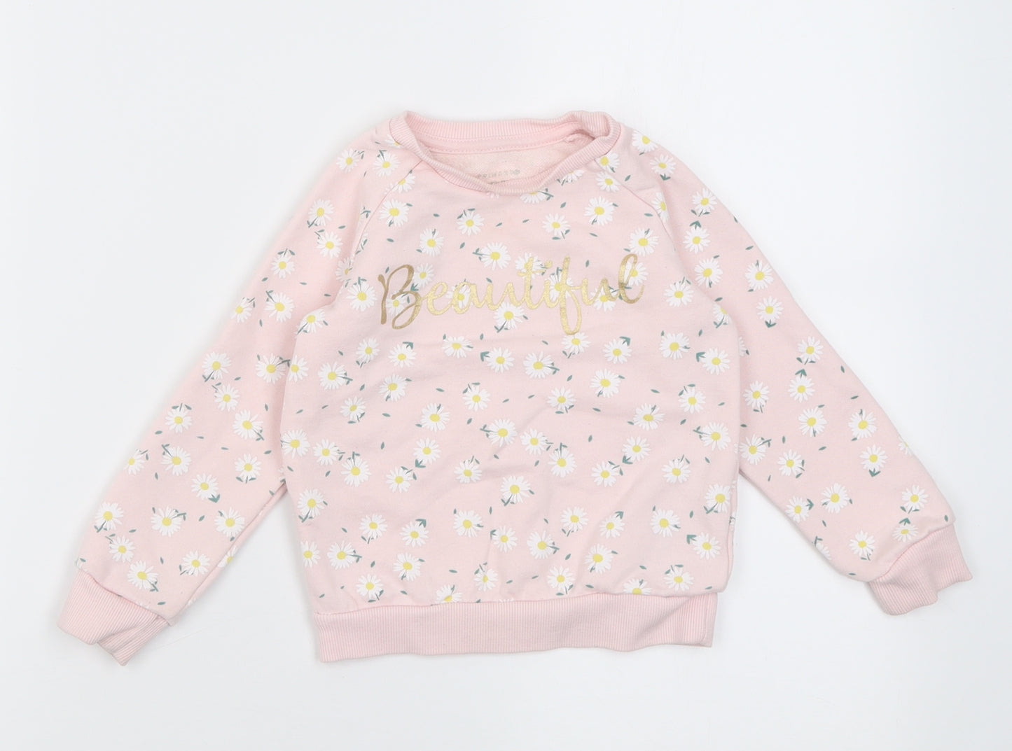 Primark Girls Pink Floral Cotton Pullover Sweatshirt Size 2 Years  Pullover
