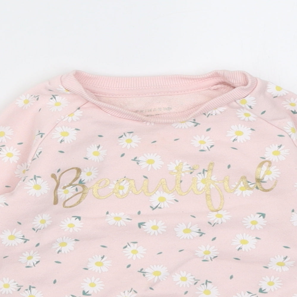 Primark Girls Pink Floral Cotton Pullover Sweatshirt Size 2 Years  Pullover