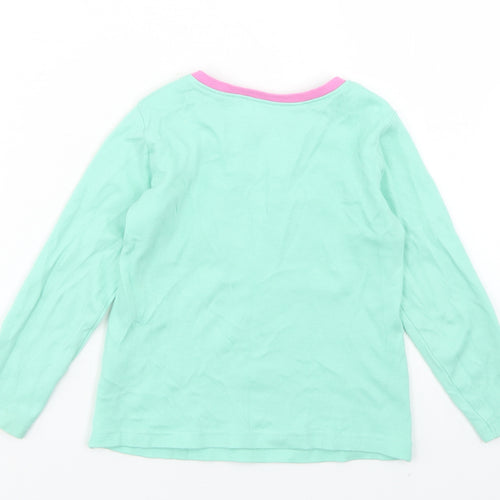 Dunnes Stores Girls Green  Cotton Basic T-Shirt Size 2-3 Years Crew Neck  - Rainbow