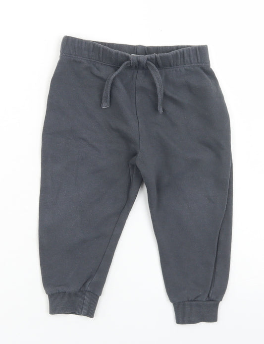 Front view of F&F girls’ grey cotton jogger trousers, size 12-18, months