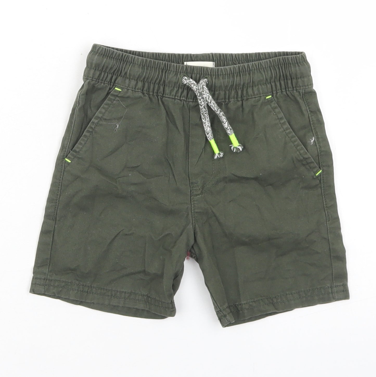 F&F Boys Green  Cotton Bermuda Shorts Size 2-3 Years  Regular Drawstring