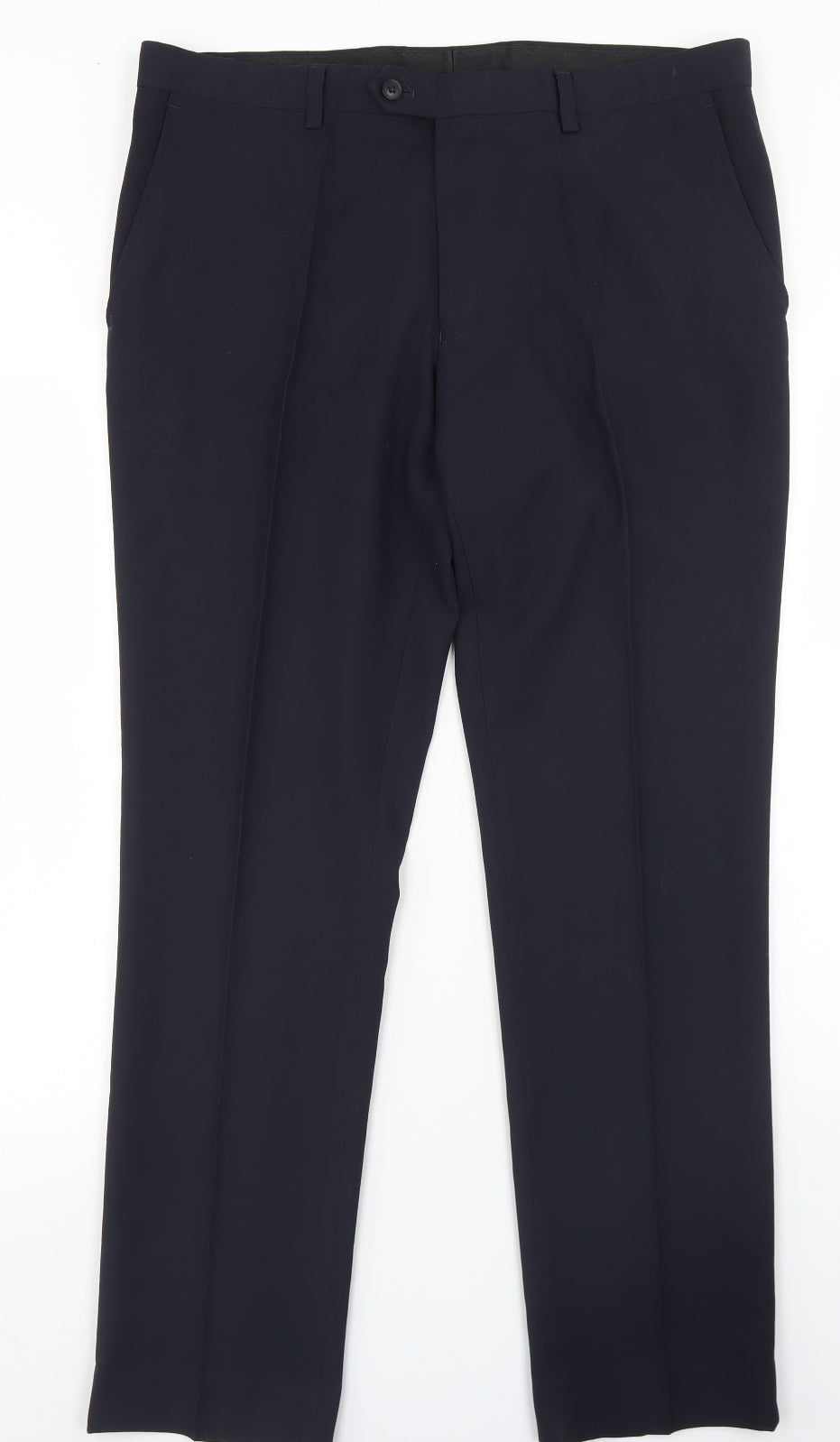NEXT Mens Blue  Polyester Dress Pants Trousers Size 36 in L31 in Regular Button