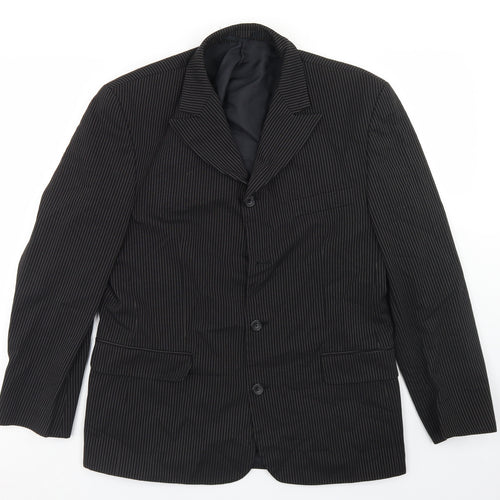 Willson Mens Black Striped Polyester Jacket Blazer Size 38