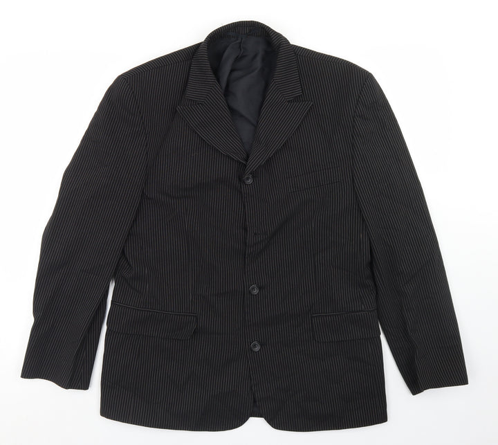 Willson Mens Black Striped Polyester Jacket Blazer Size 38