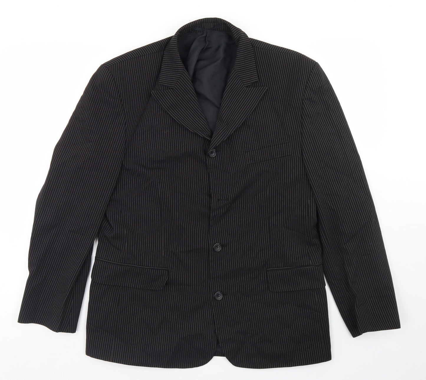 Willson Mens Black Striped Polyester Jacket Blazer Size 38
