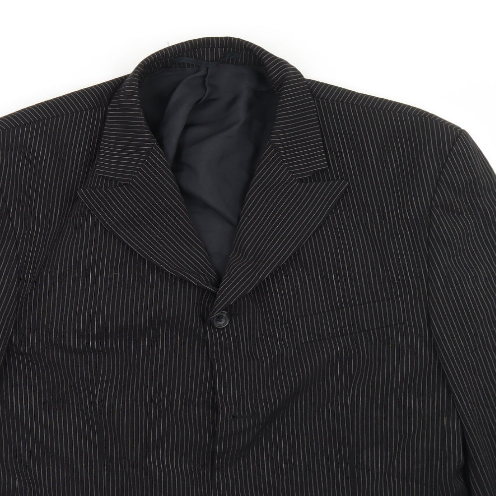 Willson Mens Black Striped Polyester Jacket Blazer Size 38