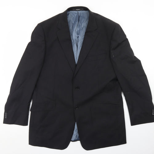 Balmain Mens Black Striped Polyacrylate Fibre Jacket Blazer Size 44
