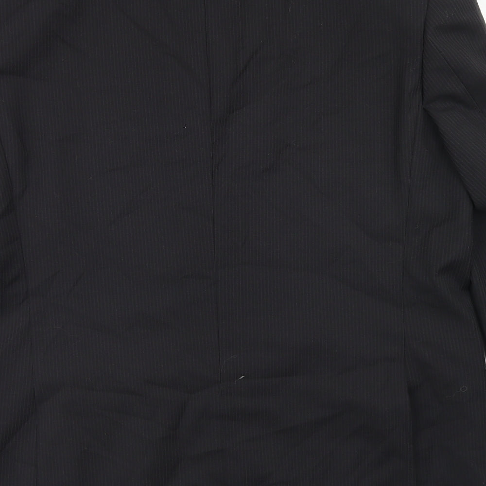 Balmain Mens Black Striped Polyacrylate Fibre Jacket Blazer Size 44