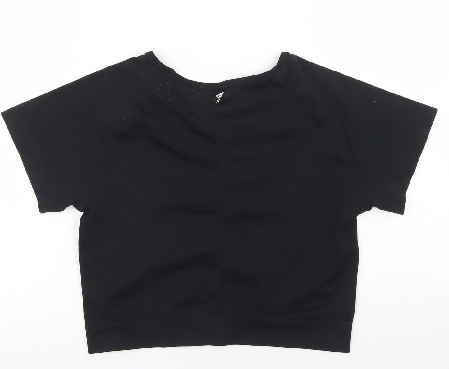 Workout Womens Black  Polyester Cropped T-Shirt Size 12 Crew Neck