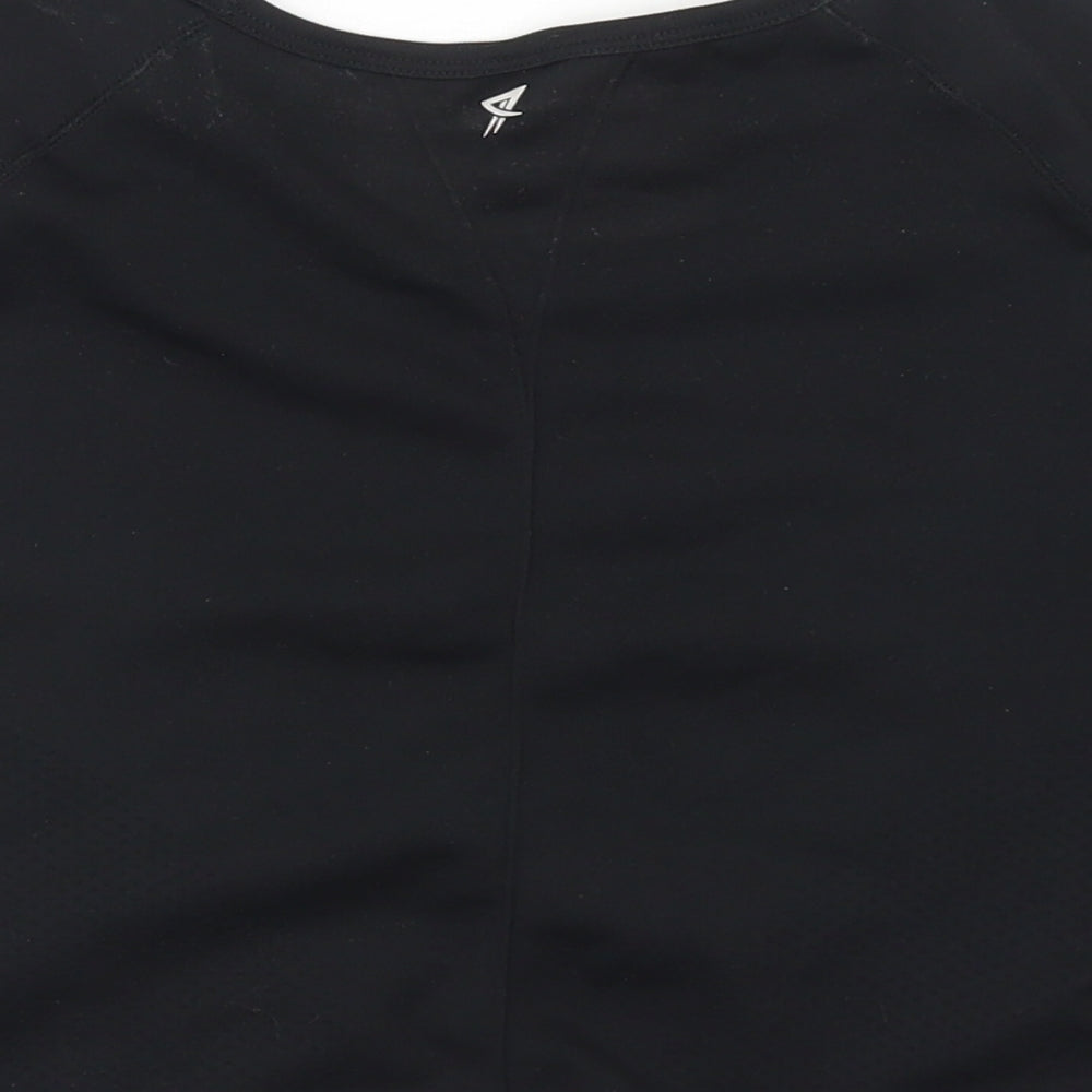 Workout Womens Black  Polyester Cropped T-Shirt Size 12 Crew Neck