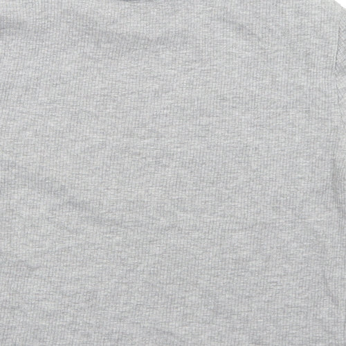 Divided Womens Grey  Cotton Cropped T-Shirt Size L Crew Neck