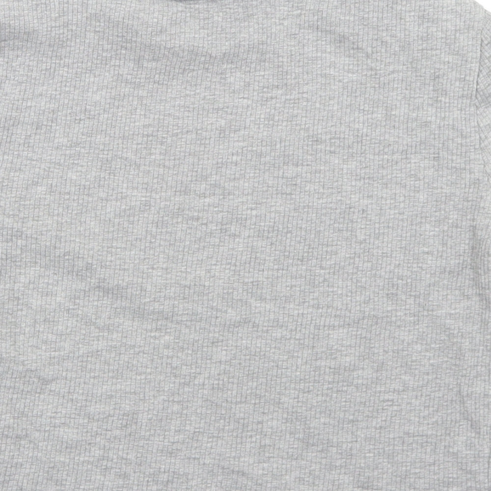 Divided Womens Grey  Cotton Cropped T-Shirt Size L Crew Neck