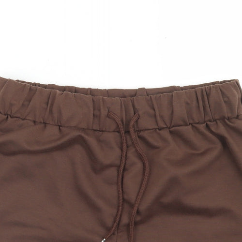 SheIn Womens Brown  Polyester Sweat Shorts Size M L3 in Regular Drawstring