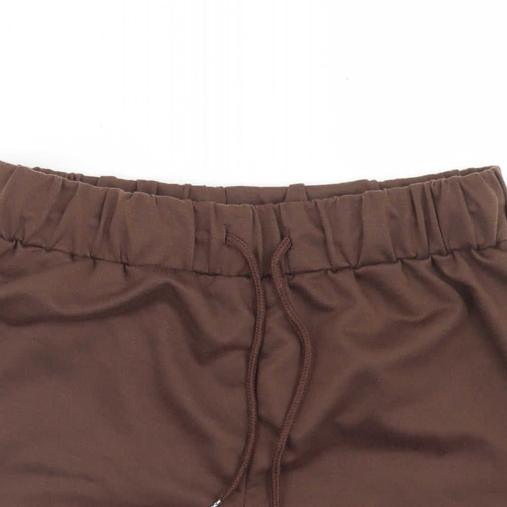 SheIn Womens Brown  Polyester Sweat Shorts Size M L3 in Regular Drawstring