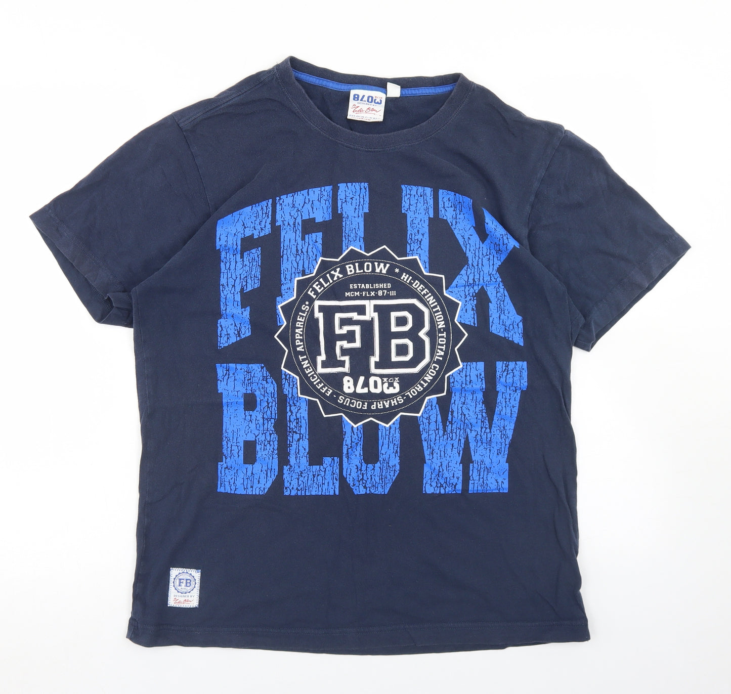 Blow Mens Blue  Cotton  T-Shirt Size M Crew Neck  - slogan