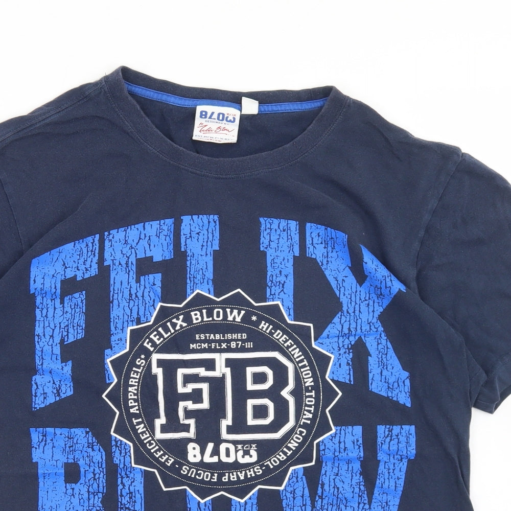 Blow Mens Blue  Cotton  T-Shirt Size M Crew Neck  - slogan