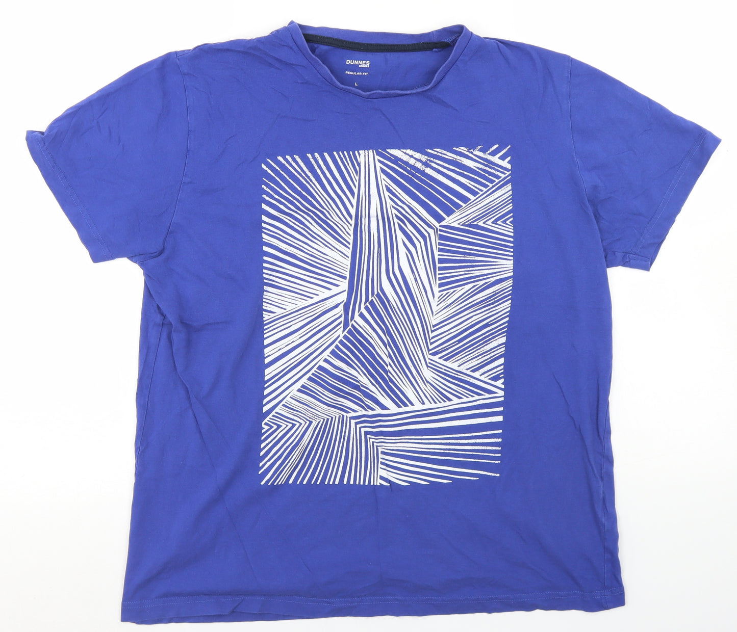 Dunnes Stores Mens Blue  Cotton  T-Shirt Size L Crew Neck