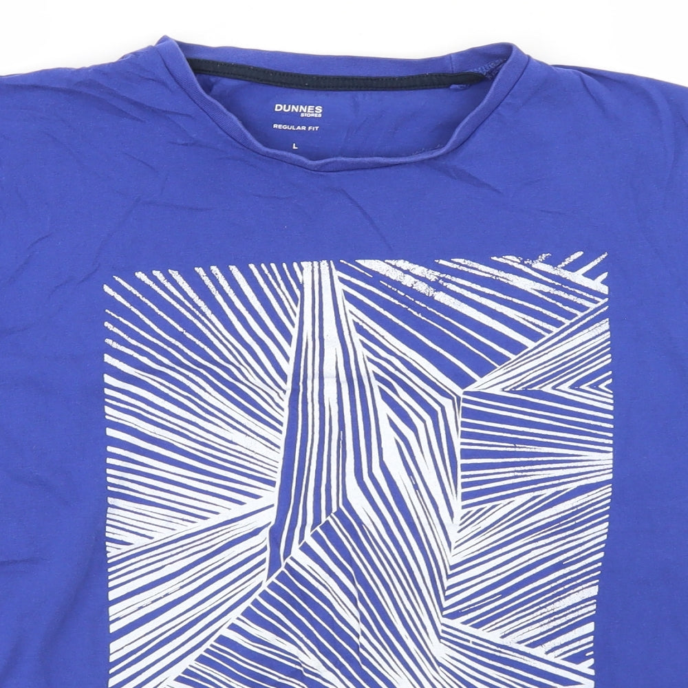 Dunnes Stores Mens Blue  Cotton  T-Shirt Size L Crew Neck