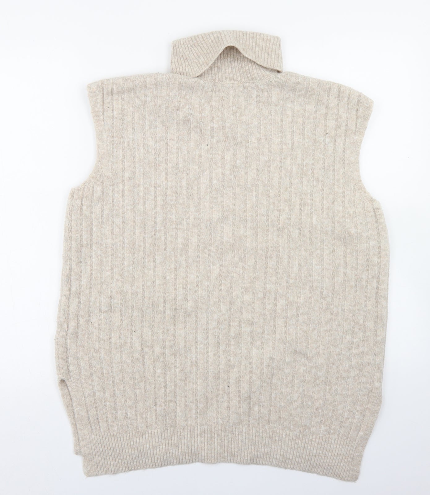 F&F Womens Beige Roll Neck  Acrylic Vest Jumper Size S
