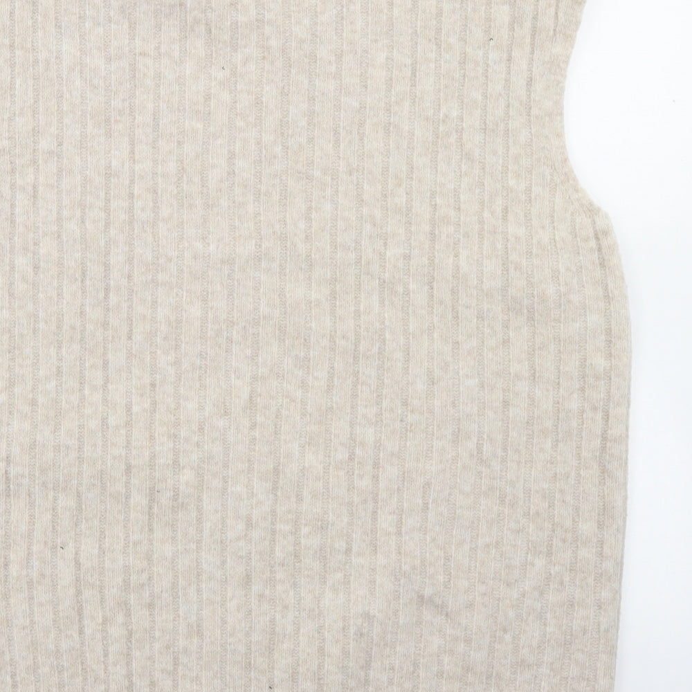 F&F Womens Beige Roll Neck  Acrylic Vest Jumper Size S
