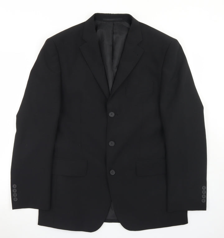 George Mens Black Polyester Jacket Blazer Size 38