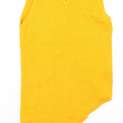 River Island Womens Yellow  Acrylic Basic Tank Size 10 V-Neck
