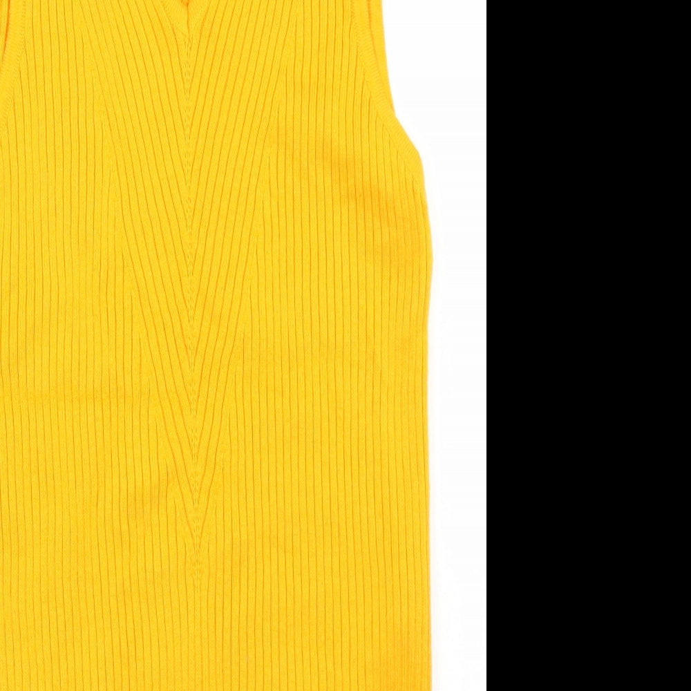 River Island Womens Yellow  Acrylic Basic Tank Size 10 V-Neck