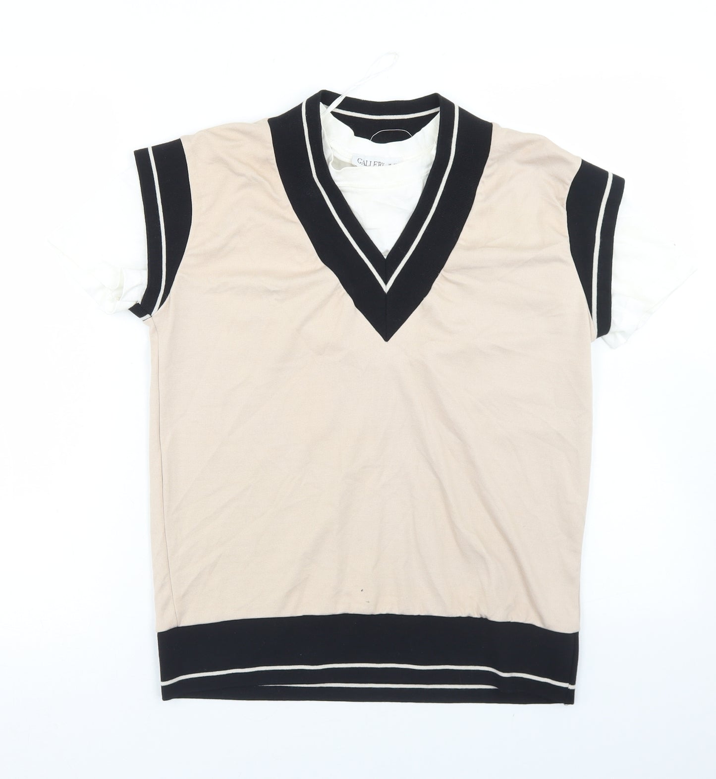 Gallery Womens Beige  Viscose Basic Tank Size XS Crew Neck - T Shirt Underlayer