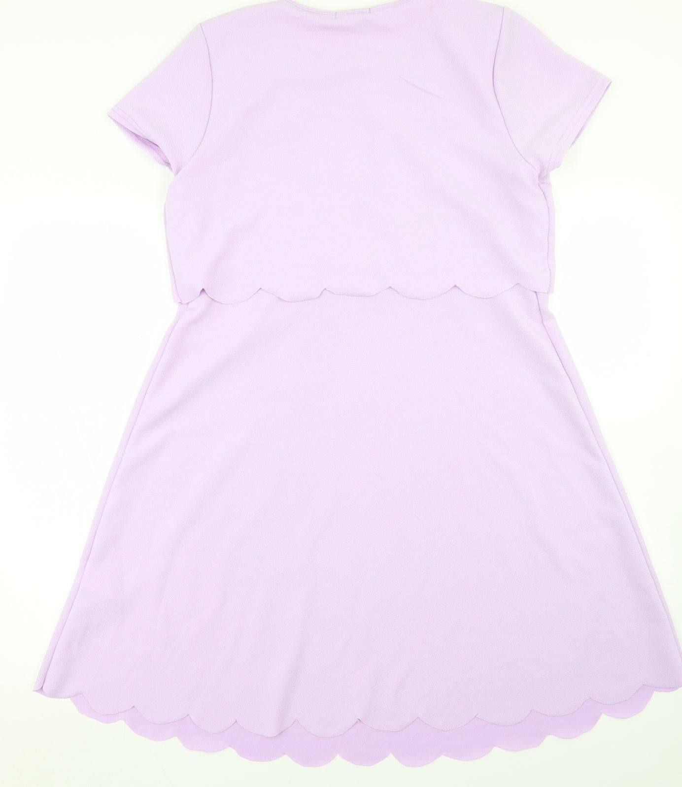 Boohoo Womens Purple  Polyester Skater Dress  Size 16  Crew Neck  - Scallop Hem