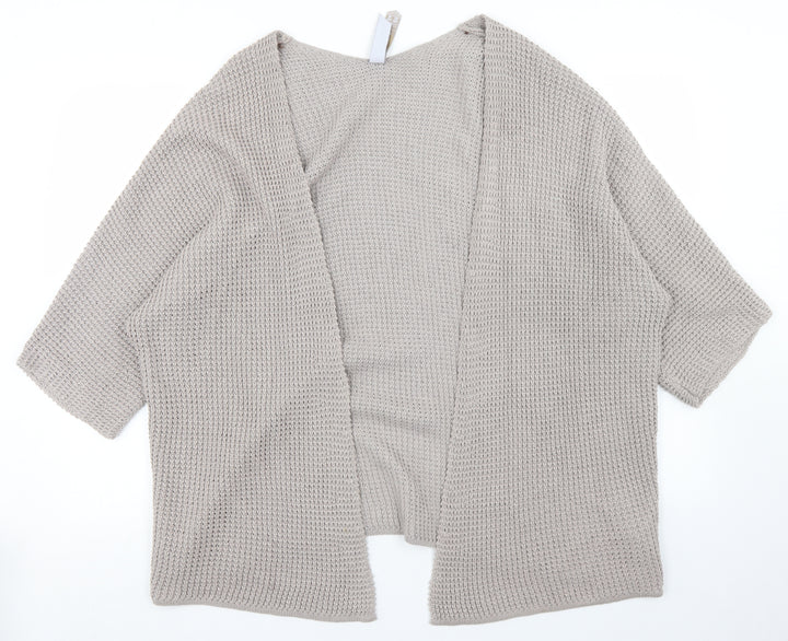 Pull & Bear Womens Beige Round Neck  Polyester Cardigan Jumper Size M