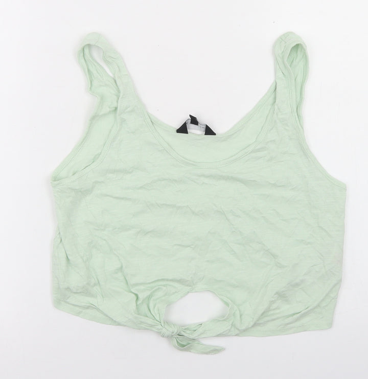 New Look Womens Green  Modal Cropped Tank Size 8 Round Neck - Tie Front