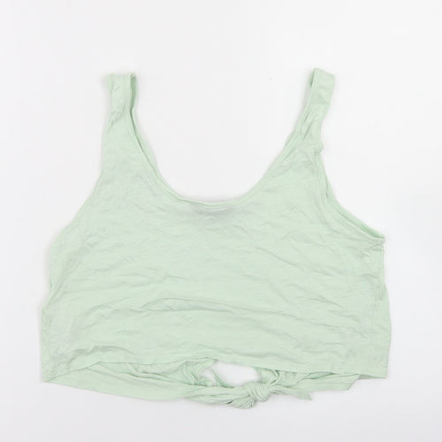 New Look Womens Green  Modal Cropped Tank Size 8 Round Neck - Tie Front