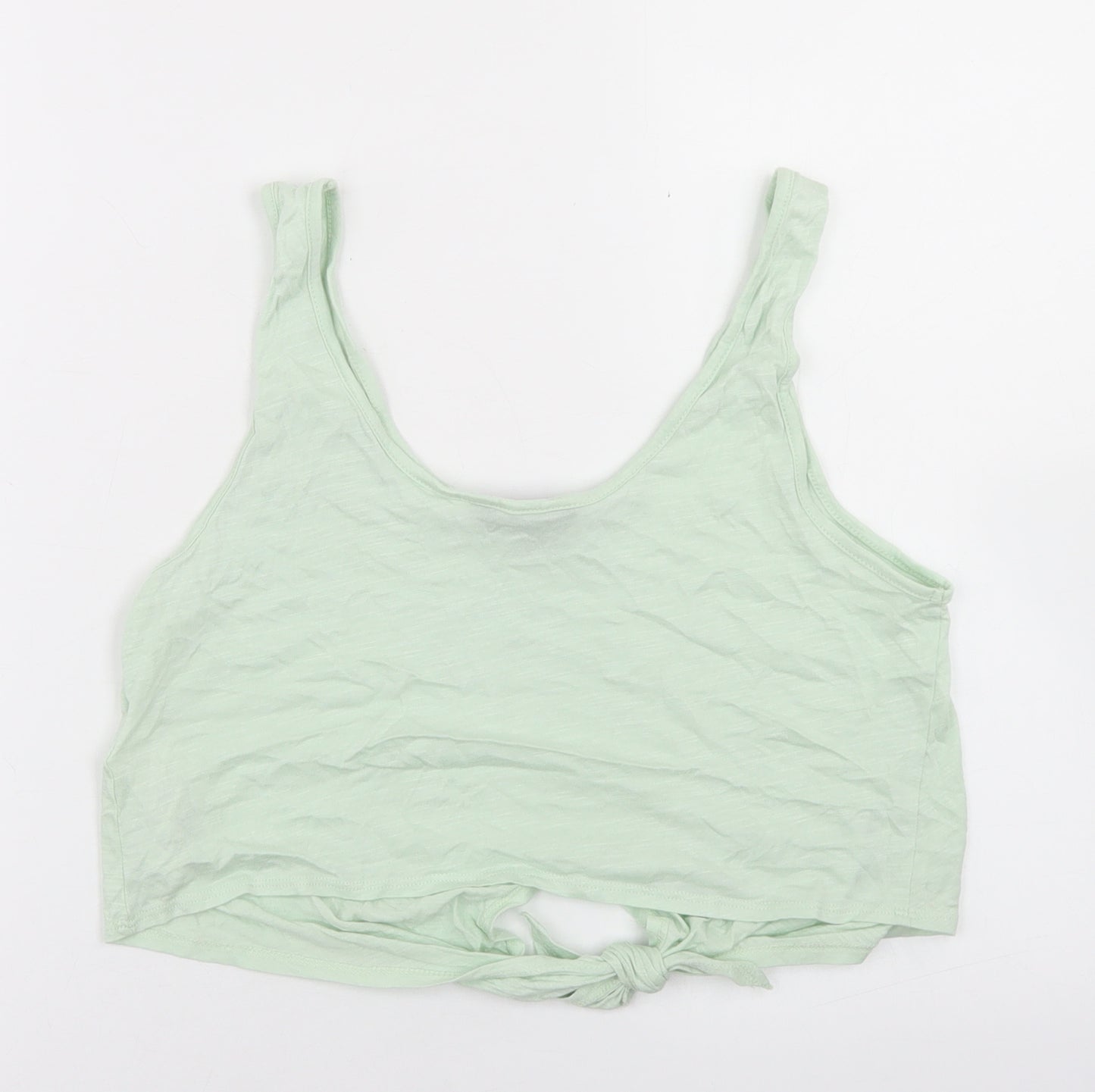 New Look Womens Green  Modal Cropped Tank Size 8 Round Neck - Tie Front
