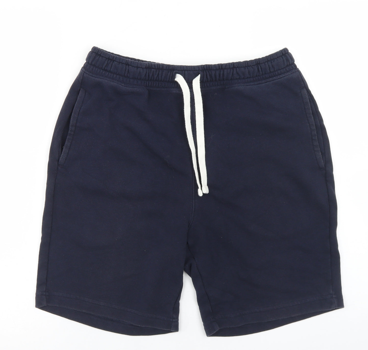 Easy Mens Blue  Cotton Sweat Shorts Size M L6 in Regular Drawstring