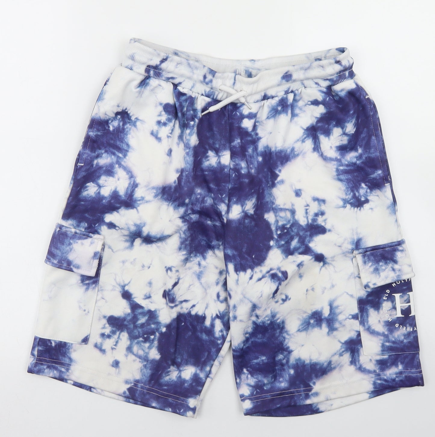 Holyfield Boys Blue  Polyester Sweat Shorts Size 14-15 Years  Regular Drawstring - Tie Dye
