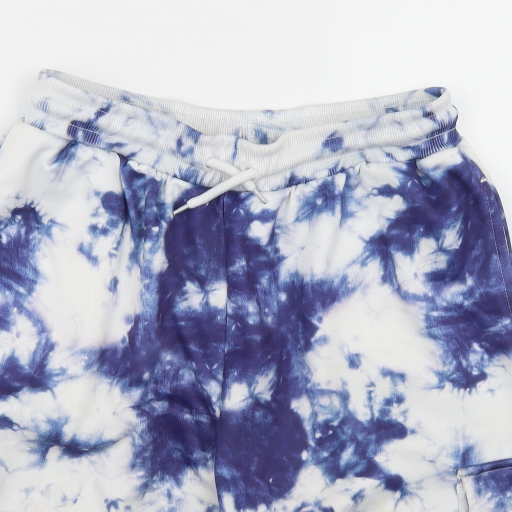 Holyfield Boys Blue  Polyester Sweat Shorts Size 14-15 Years  Regular Drawstring - Tie Dye