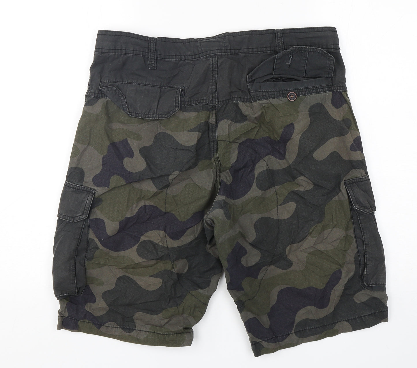George Mens Green Camouflage Cotton Cargo Shorts Size 34 L12 in Regular